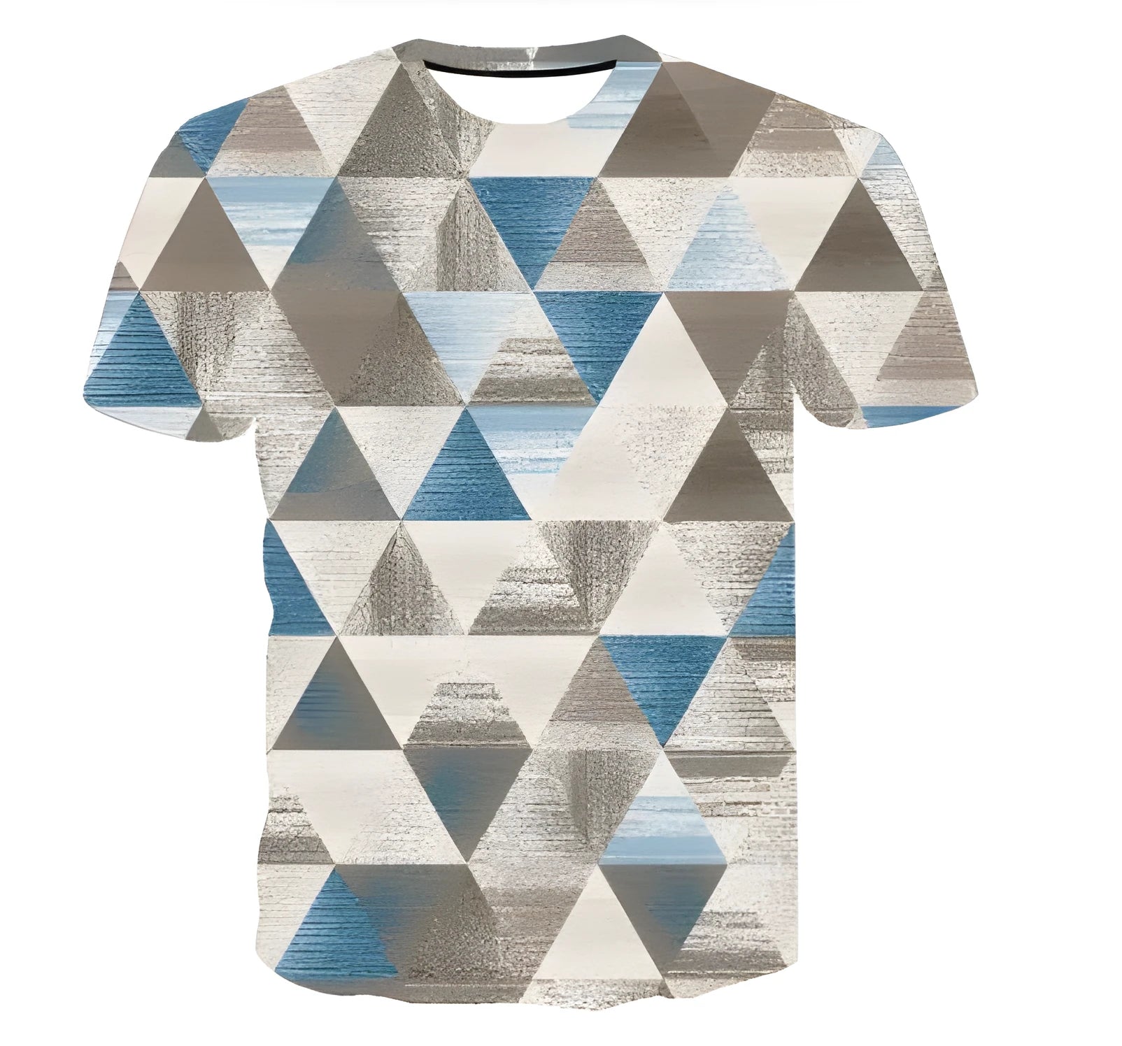 Men's casual brown short sleeve t-shirt with 3D printing pattern loose fit