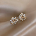Silver cat's eye opal square triangle geometry stud earrings for children
