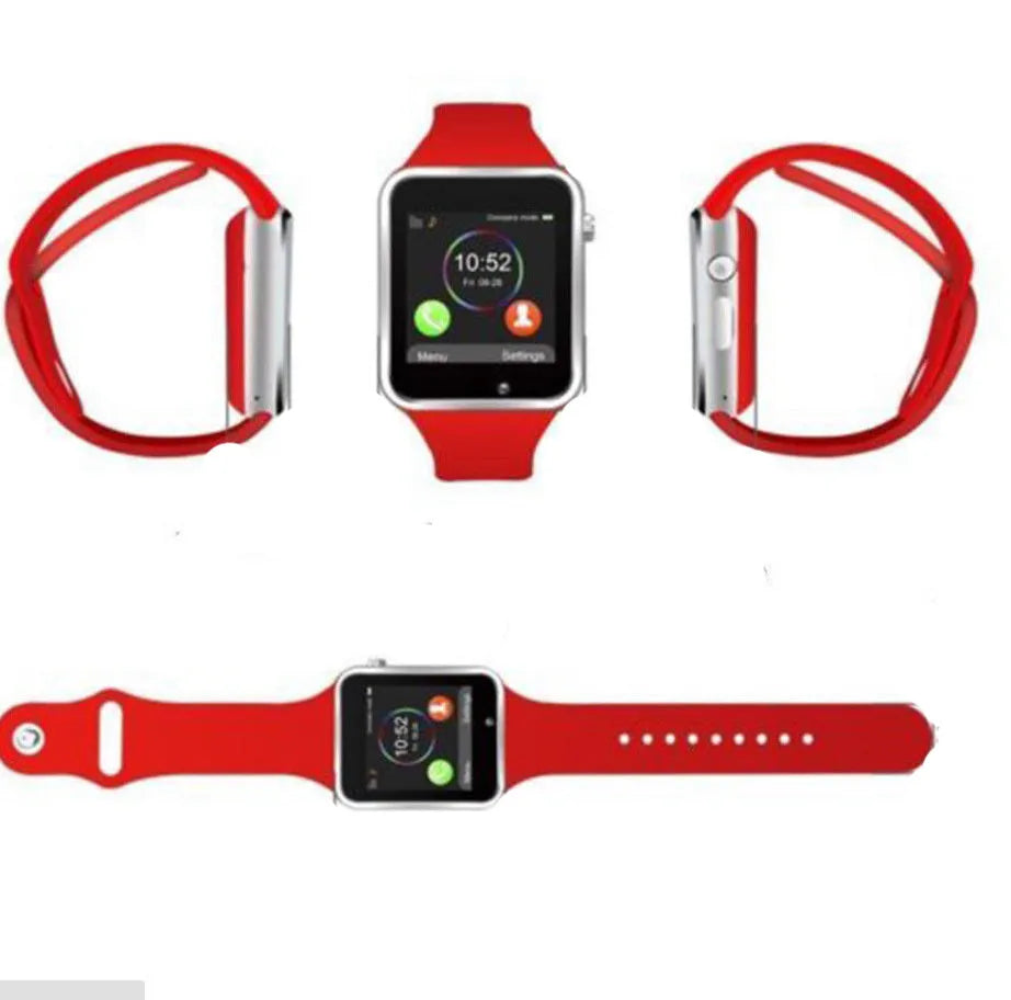 A1 Smart Watch in multiple colours on wrist showing 1.54-inch touch screen and camera.