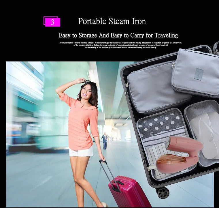Pink Sokany handheld steam ironing brush with 1500W power rating and EU plug
