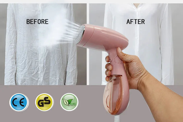 Pink Sokany handheld steam ironing brush with 1500W power rating and EU plug
