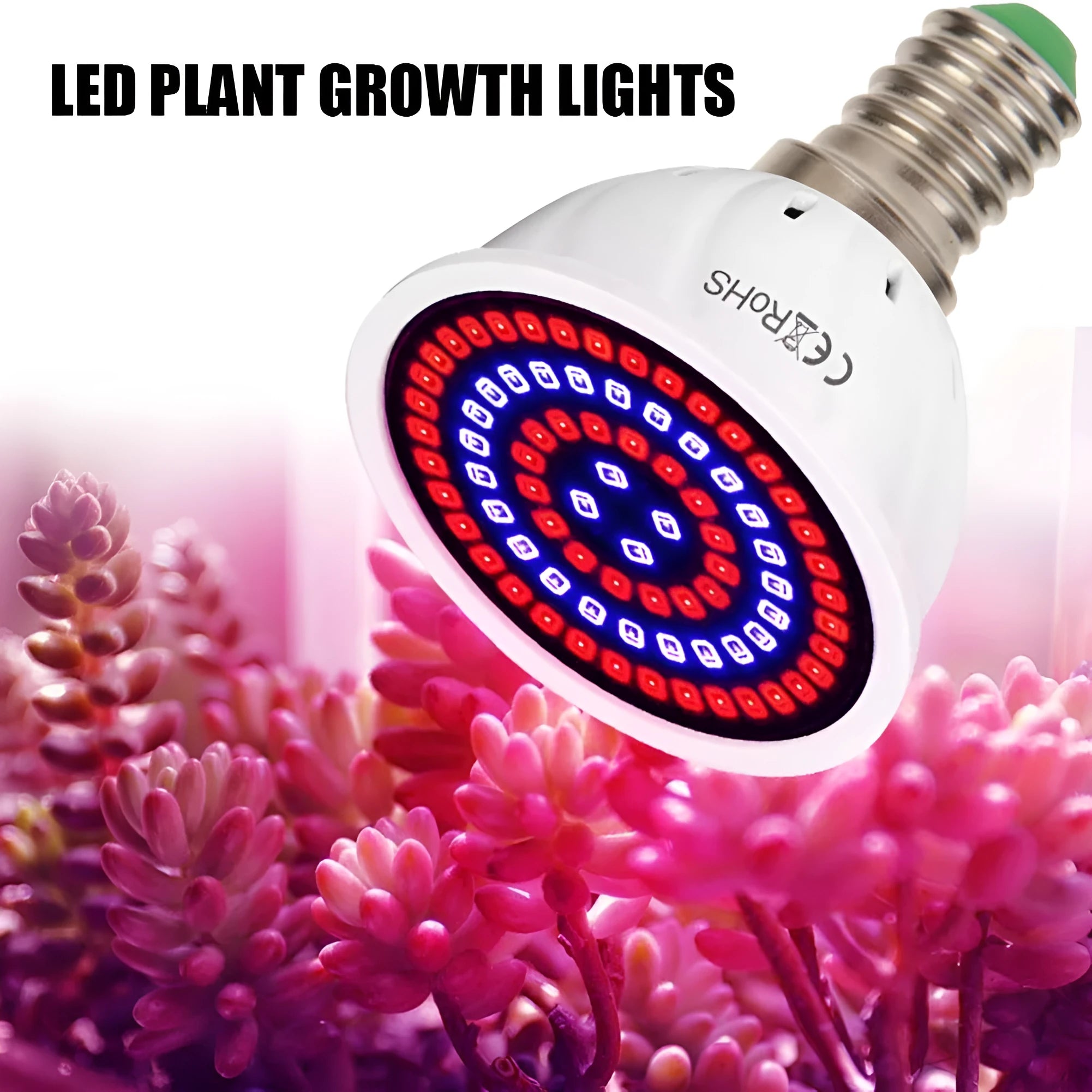 White 9W LED plant growth lamp with 80 beads for indoor potted plants.