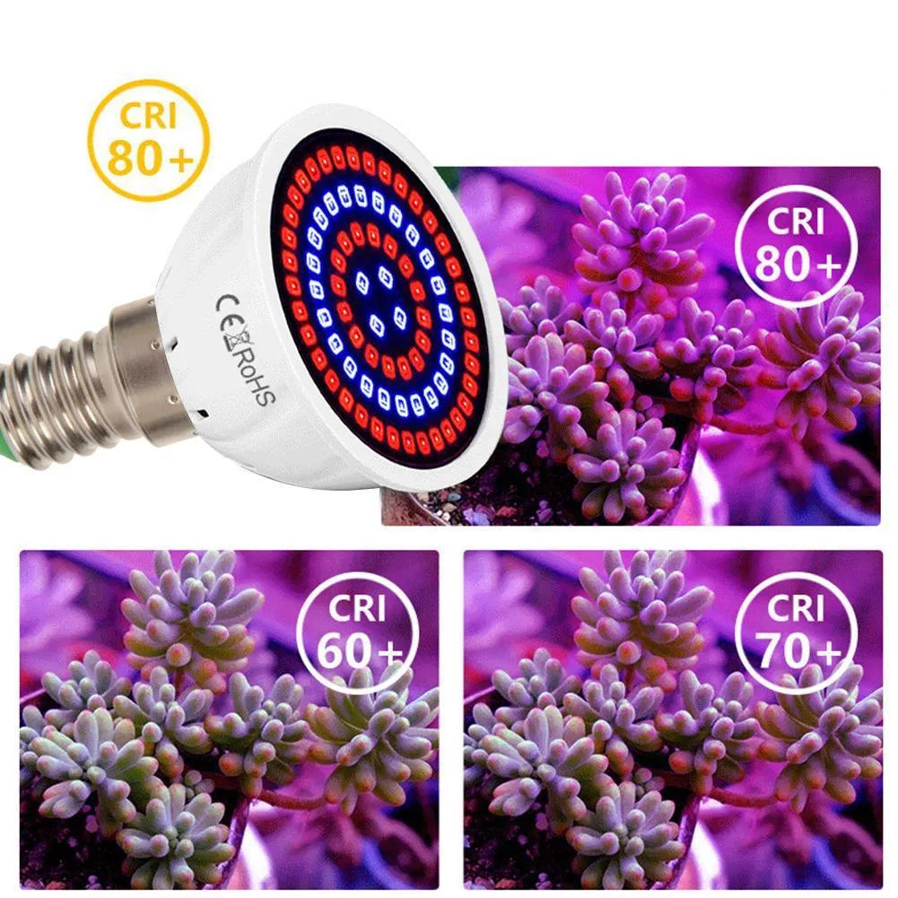 White 9W LED plant growth lamp with 80 beads for indoor potted plants.