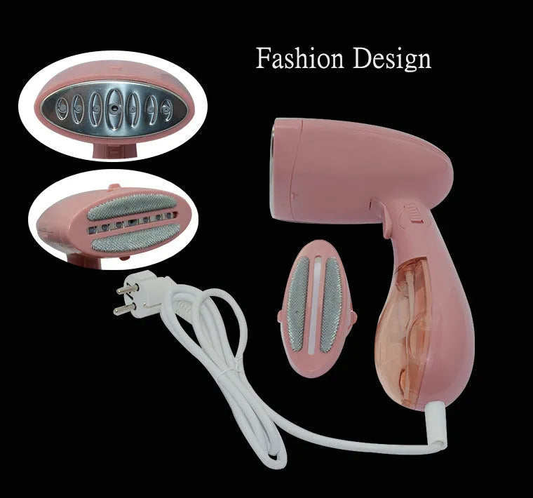 Pink Sokany handheld steam ironing brush with 1500W power rating and EU plug