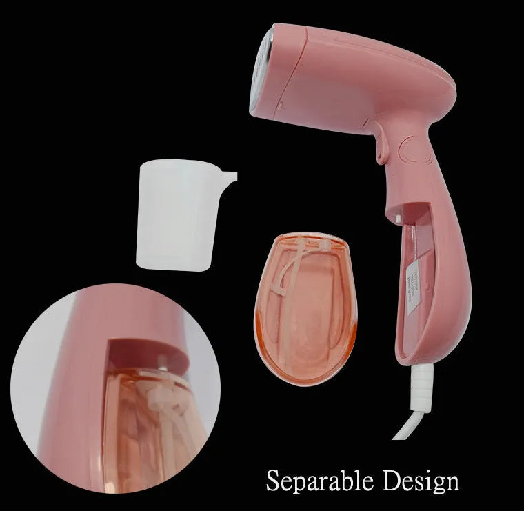 Pink Sokany handheld steam ironing brush with 1500W power rating and EU plug