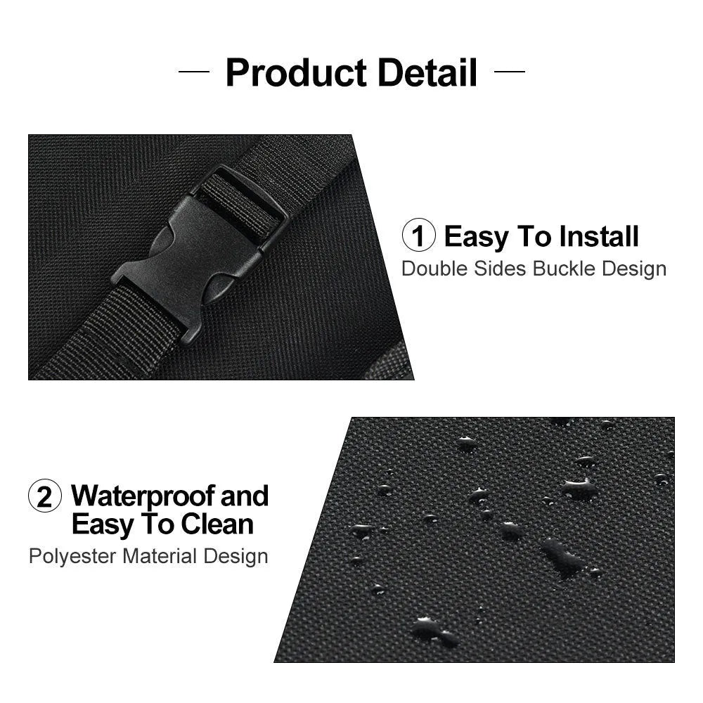Waterproof dog kennel mat in black made from 600D Oxford cloth for car rear seat protection.
