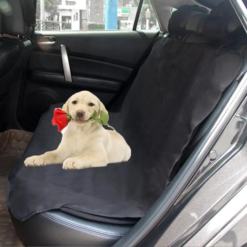 Waterproof dog kennel mat in black made from 600D Oxford cloth for car rear seat protection.