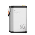 60000mAh outdoor mobile power bank in blue, grey, pink, or white with multiple USB ports and fast charging