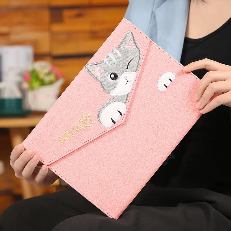 Cartoon compatible tablet cover for iPad Pro 11 in dark green with suction design