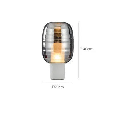 Glass table lamp with Nordic design in cognac or smoky grey colour with LED light source