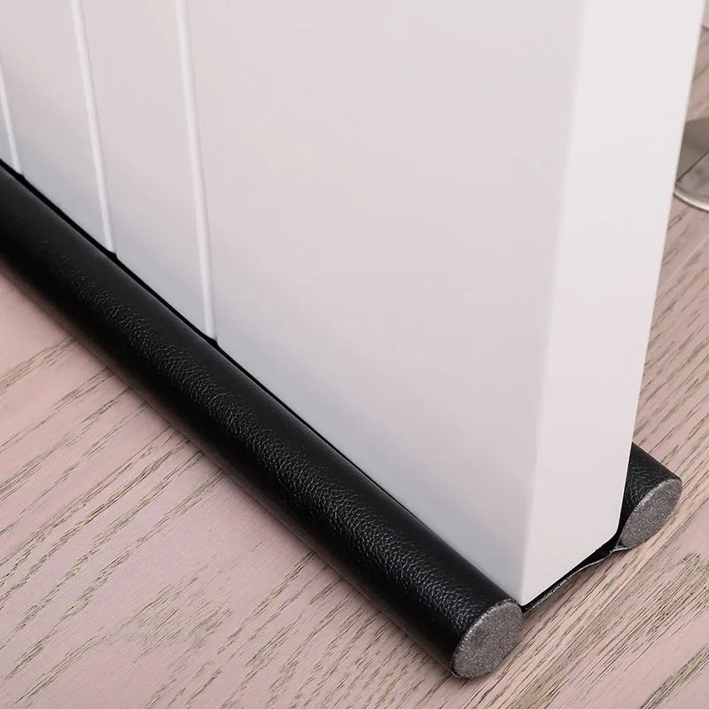 96cm door bottom sealing strip in black, flexible leather draught excluder for doors and windows