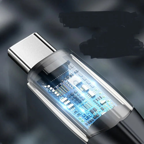 Baseus black and white Android fast charging cables with Micro USB plug, showing 1m and 2m lengths.