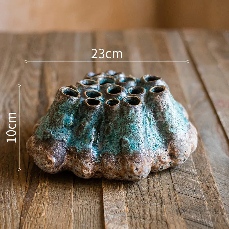Medium porous ceramic vase in new Chinese style, Barnacle or Coral Bottle design, colour A, B or C