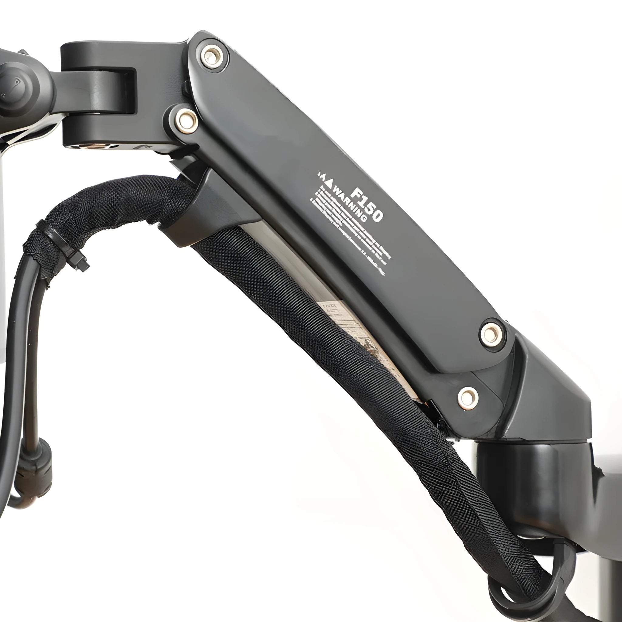 Black wall-mounted computer monitor stand with telescopic arm and rotation function