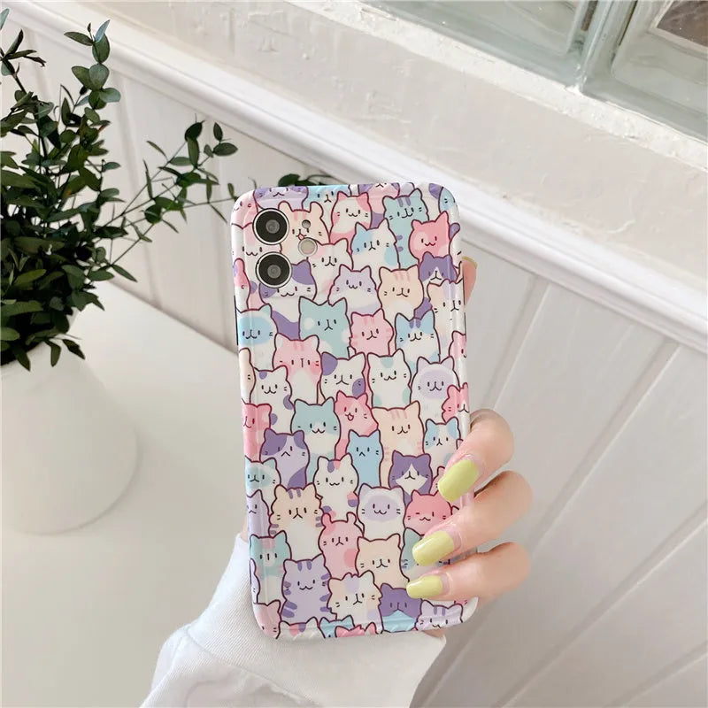 Colourful cartoon design on a soft TPU protective case for an Apple iPhone.