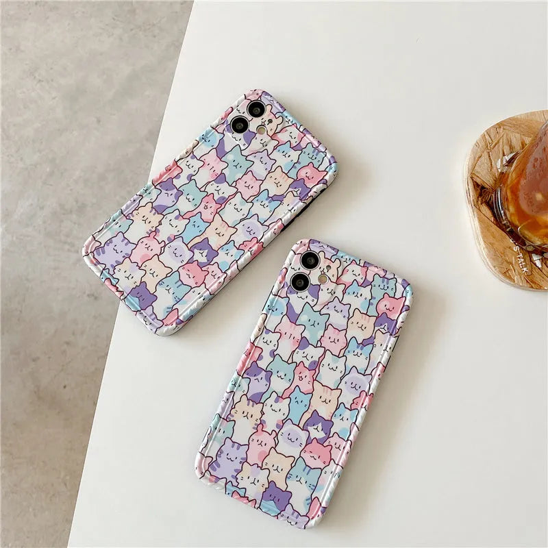 Colourful cartoon design on a soft TPU protective case for an Apple iPhone.