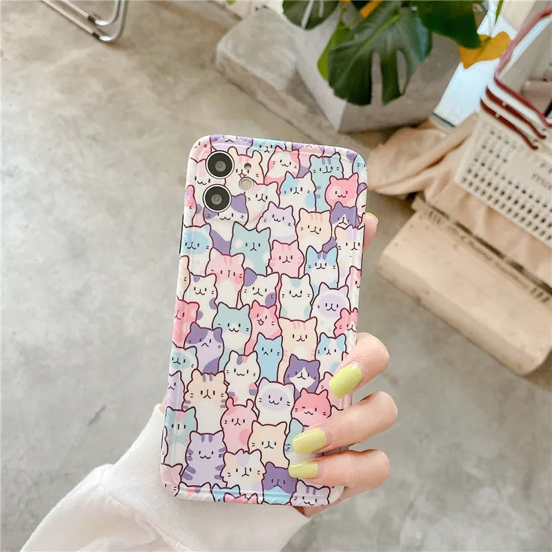 Colourful cartoon design on a soft TPU protective case for an Apple iPhone.