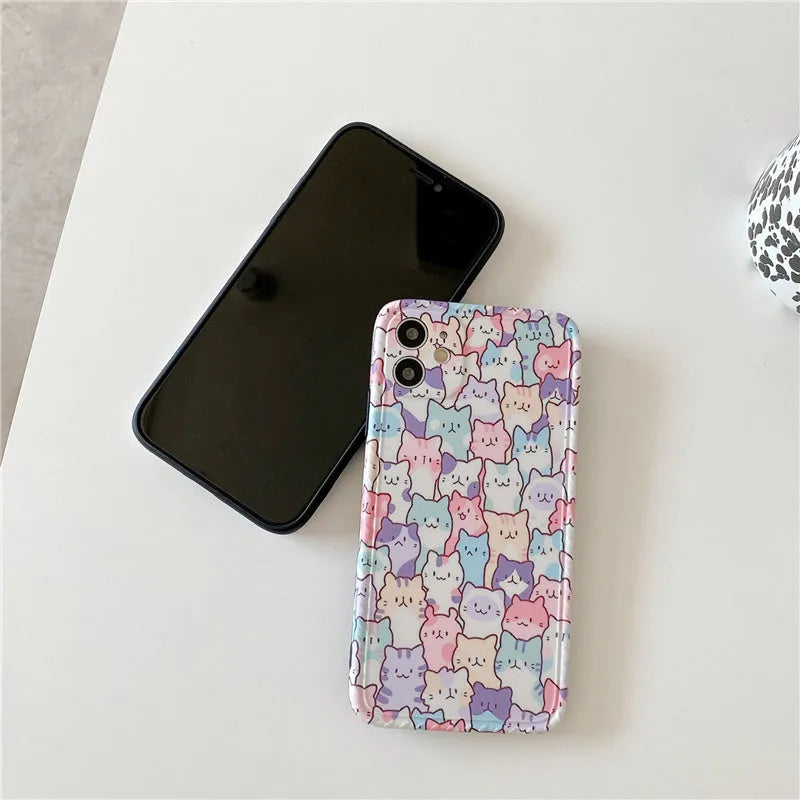 Colourful cartoon design on a soft TPU protective case for an Apple iPhone.