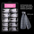 Transparent ultra-thin non-marking nail art sheets in a square box with scale and nail clip