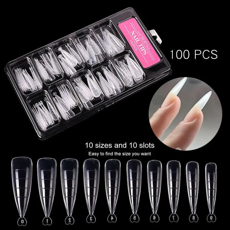 Transparent ultra-thin non-marking nail art sheets in a square box with scale and nail clip