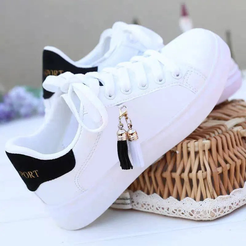 White women's mesh fashion sneakers with breathable design and Korean casual style
