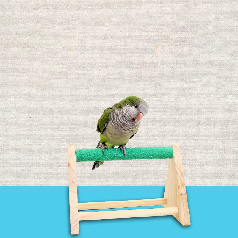Solid wood bird perch stand with random mixed colour for small birds
