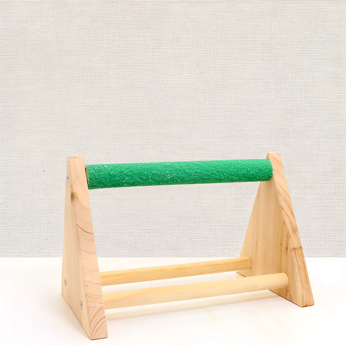 Solid wood bird perch stand with random mixed colour for small birds