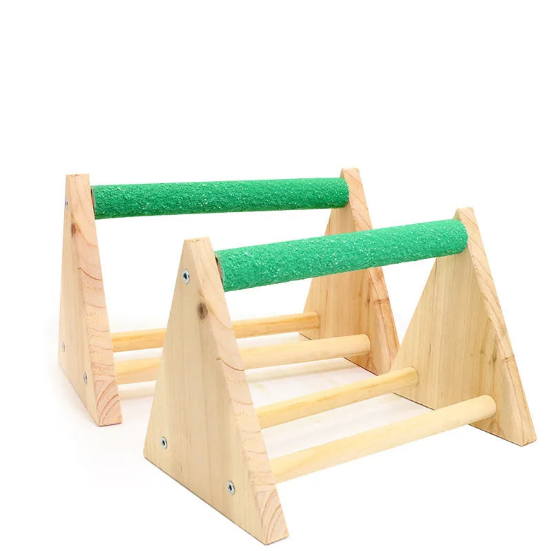 Solid wood bird perch stand with random mixed colour for small birds