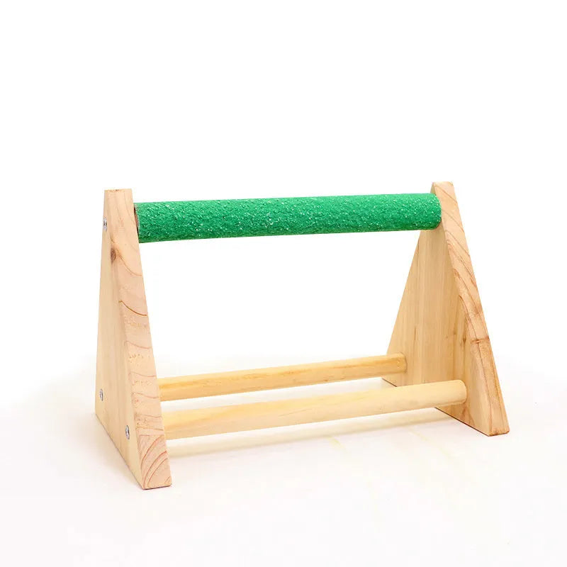 Solid wood bird perch stand with random mixed colour for small birds