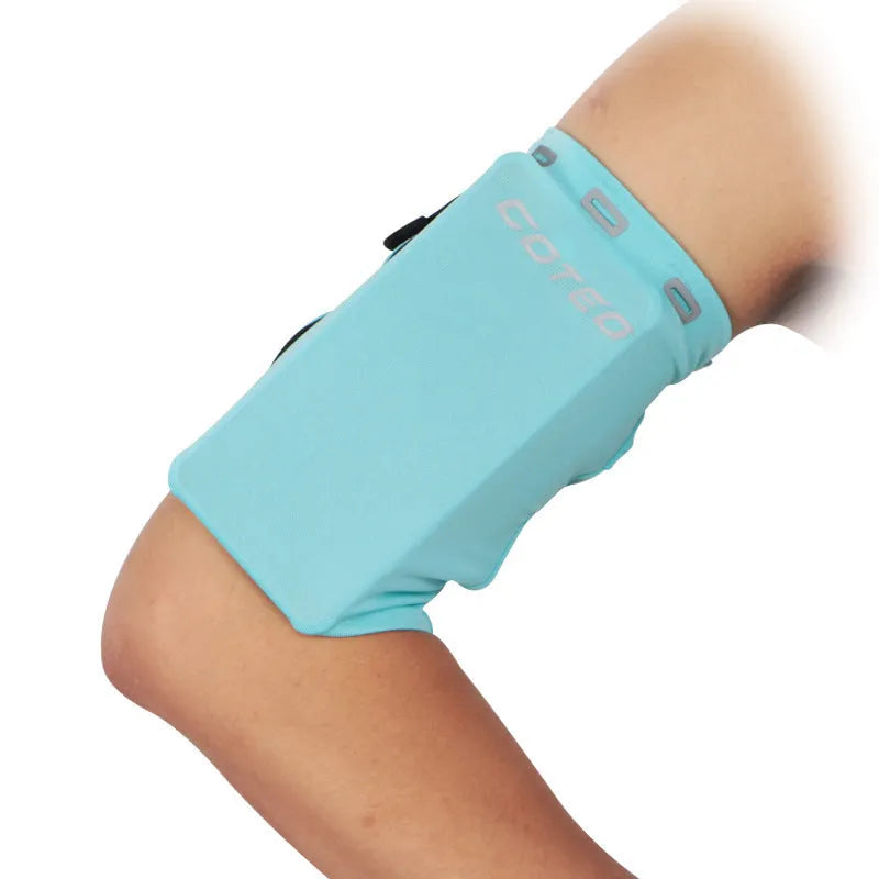 Running phone armband with adjustable elastic cord, dual pockets, breathable Lycra, 12x18cm, grey pink black cyan