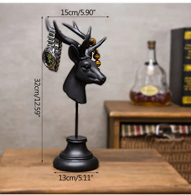 Natural resin animal sculpture ornament in black, white, or wood colour for home decoration.