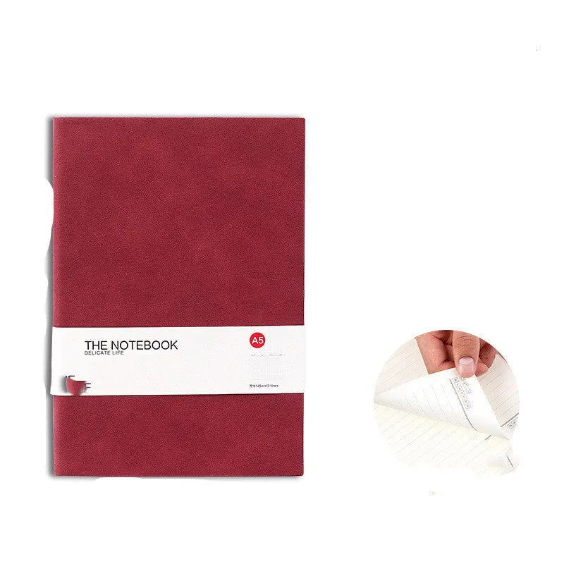 Solid colour thickened A5 A6 B5 notebook in green, navy, or red options for university or daily use.