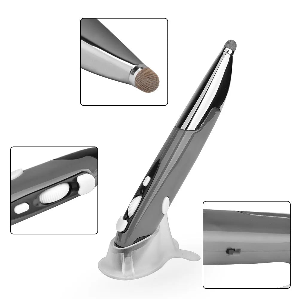 Pen-shaped wireless optical mouse in red with 1600 DPI 2.4GHz USB receiver on a white background