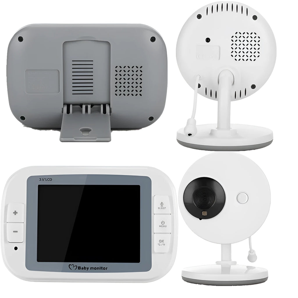 White 3.5 inch digital wireless baby monitor with UFO camera design for indoor baby monitoring
