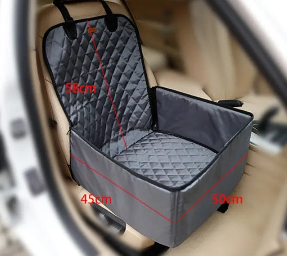 Car waterproof nylon pet pad in black on back seat with dog