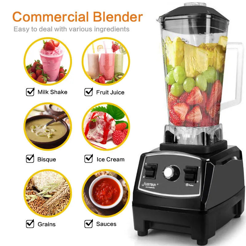 Commercial blender with 2200W motor and 2-litre jug in black or red colour
