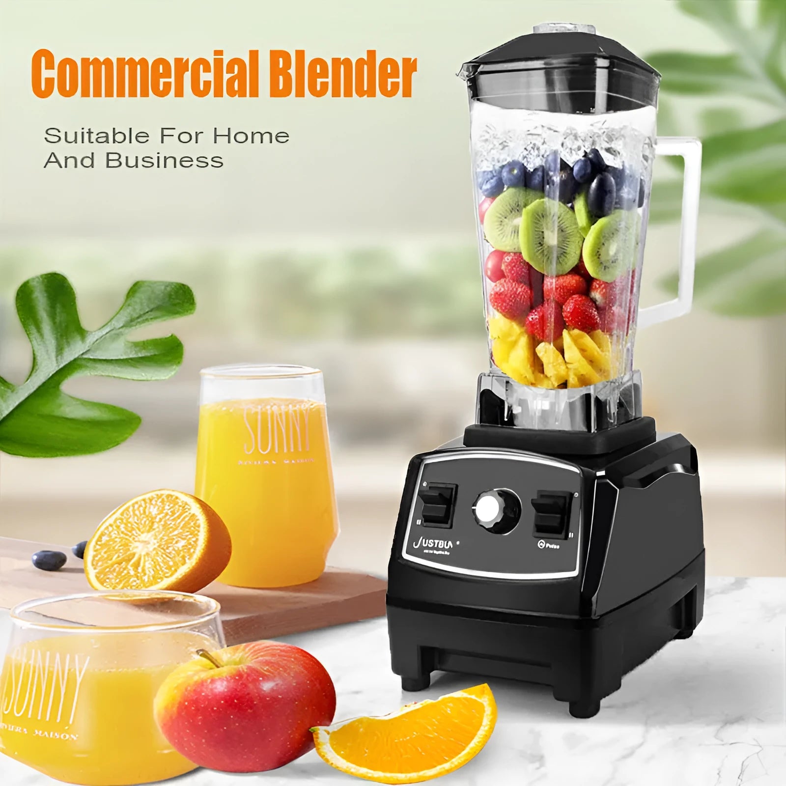 Commercial blender with 2200W motor and 2-litre jug in black or red colour