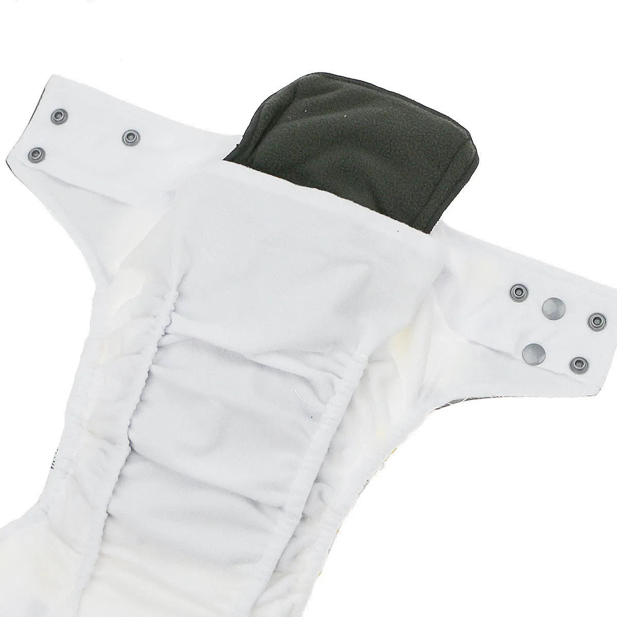 Black bamboo charcoal microfiber reusable baby cloth diaper on white background