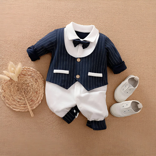 Baby boy jumpsuit in cotton with multiple style options and size range 59cm to 90cm