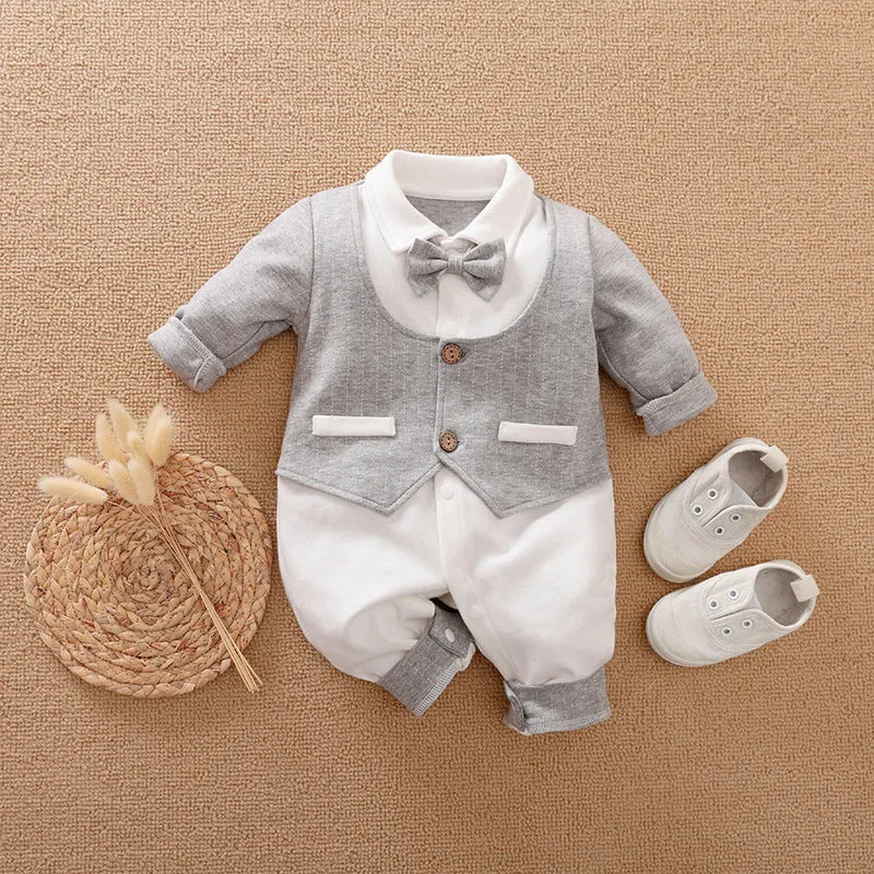 Baby boy jumpsuit in cotton with multiple style options and size range 59cm to 90cm