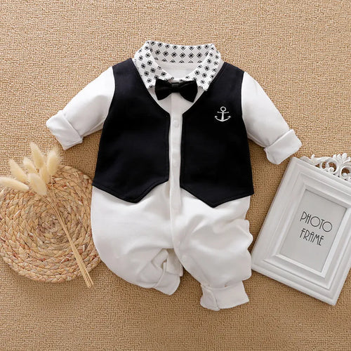 Baby boy jumpsuit in cotton with multiple style options and size range 59cm to 90cm