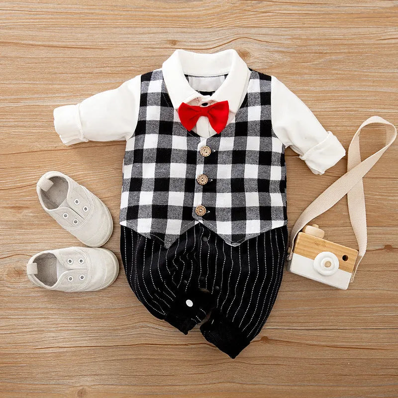 Baby boy jumpsuit in cotton with multiple style options and size range 59cm to 90cm