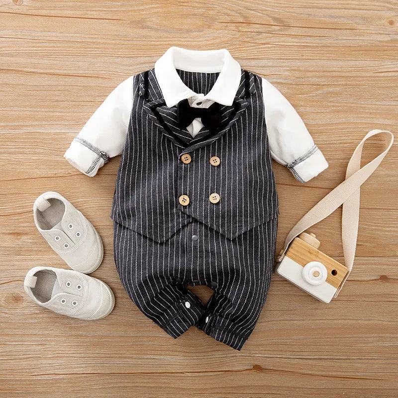 Baby boy jumpsuit in cotton with multiple style options and size range 59cm to 90cm