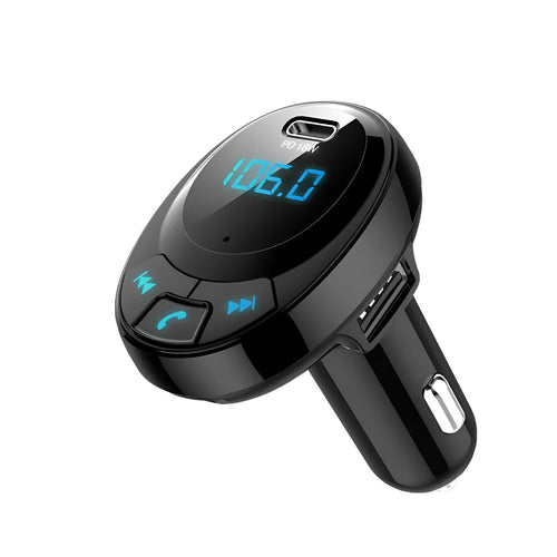 Black car MP3 charger with Bluetooth, digital display and dual USB ports