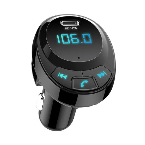 Black car MP3 charger with Bluetooth, digital display and dual USB ports