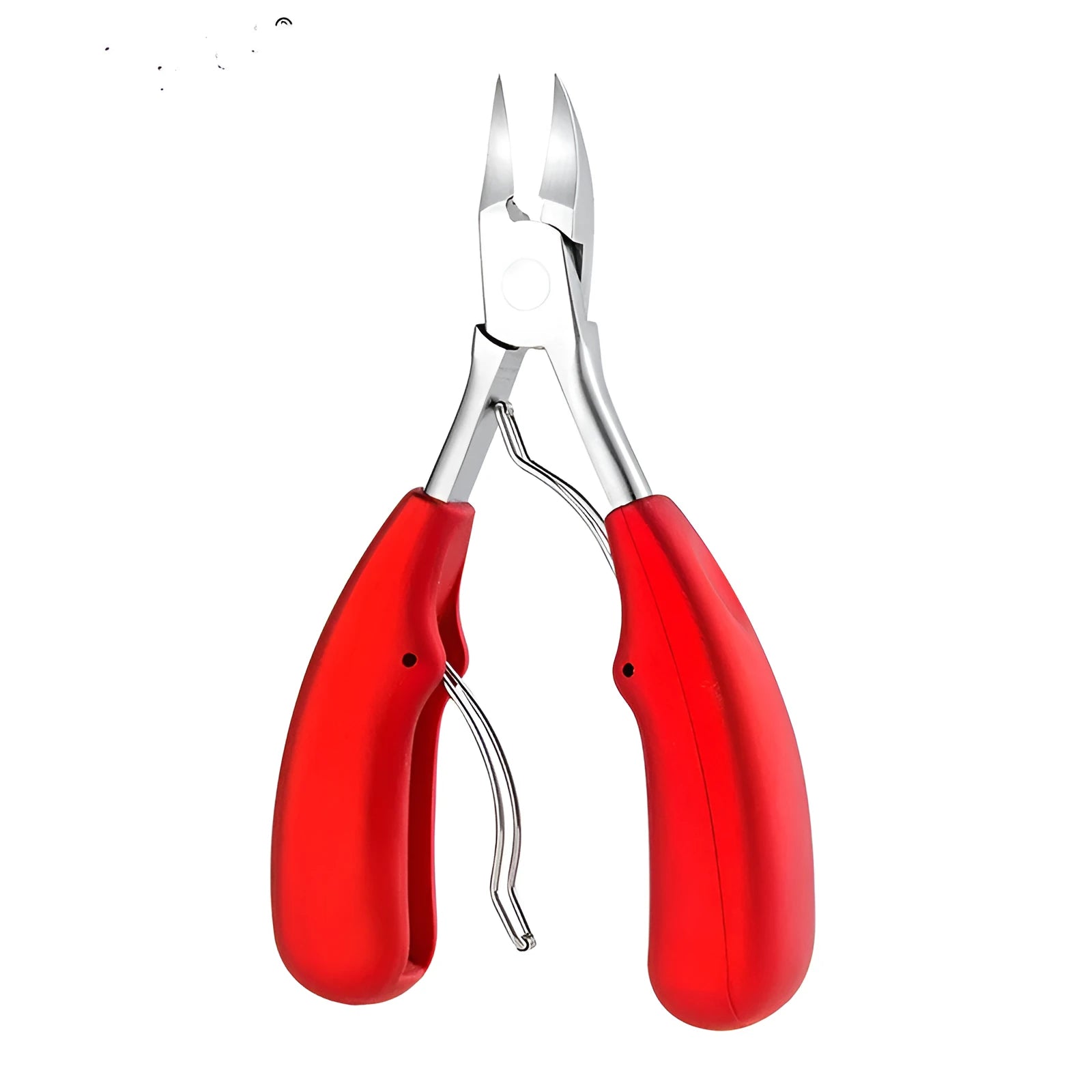 Stainless steel nail clippers and dead skin scissors with red, blue, and black ABS plastic handles