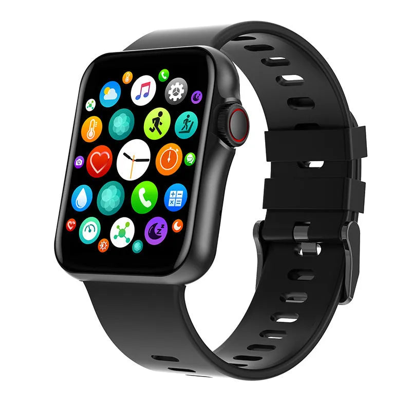 D06 smart watch with 1.6 inch colour screen and liquid silicone strap on a wrist