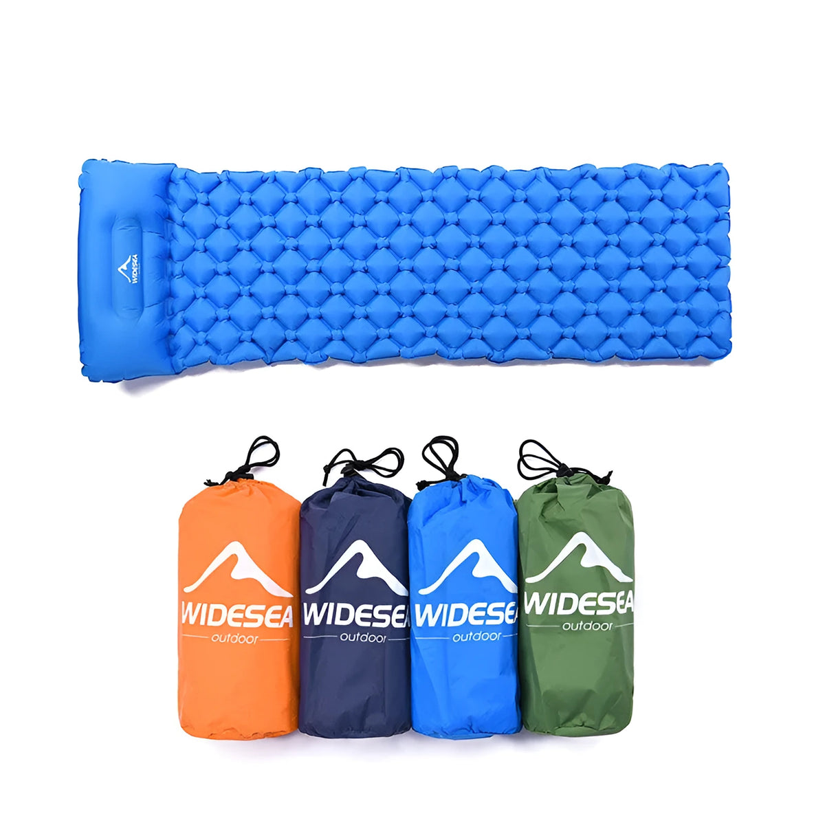 Inflatable camping air cushion in blue, TPU nylon single moisture-proof mat, 165cm x 58cm x 5cm