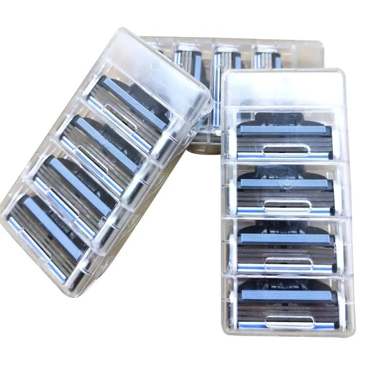 Gillette Front Speed 3 manual razor with blue handle and three-layer blade, packed with 8 replacement blades