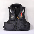 Sea fishing life jacket in green with reflective stripes and multiple pockets, featuring a detachable collar, front view